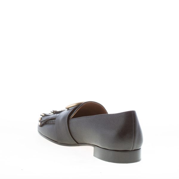 CHLOE' donna mocassino Olly in pelle NERO con frange ed anelli - immagine 4
