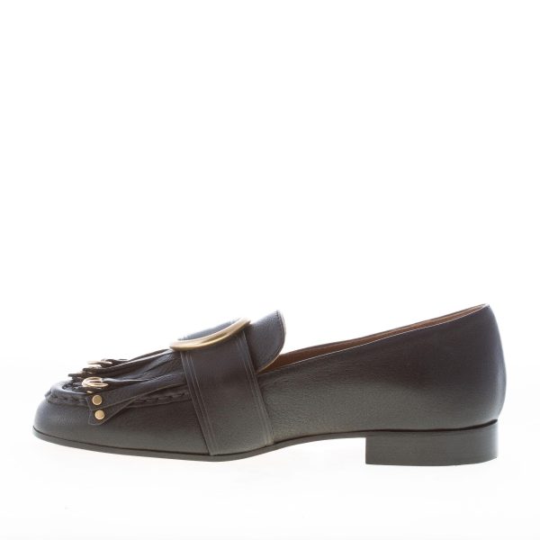CHLOE' donna mocassino Olly in pelle NERO con frange ed anelli - immagine 5
