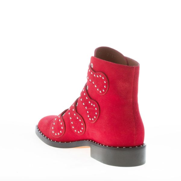 GIVENCHY donna stivaletto in camoscio ROSSO con cinturini e borchie - immagine 4