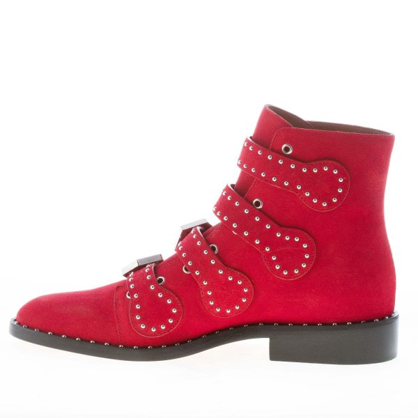 GIVENCHY donna stivaletto in camoscio ROSSO con cinturini e borchie - immagine 5