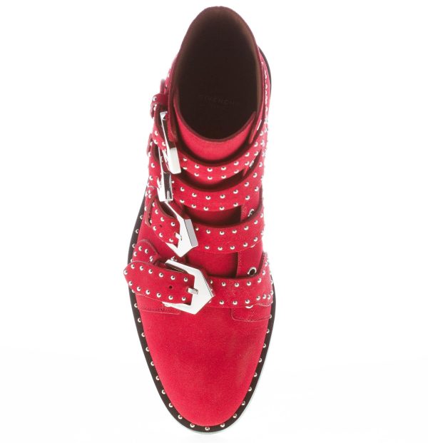 GIVENCHY donna stivaletto in camoscio ROSSO con cinturini e borchie - immagine 7