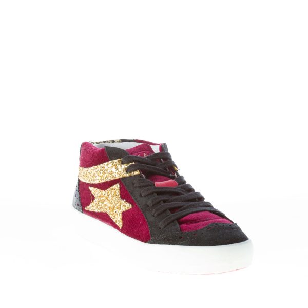 ISHIKAWA donna sneaker Japan Mid Cut in velluto BORDEAUX più nero - immagine 2