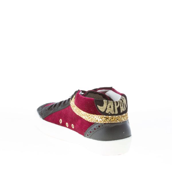 ISHIKAWA donna sneaker Japan Mid Cut in velluto BORDEAUX più nero - immagine 4