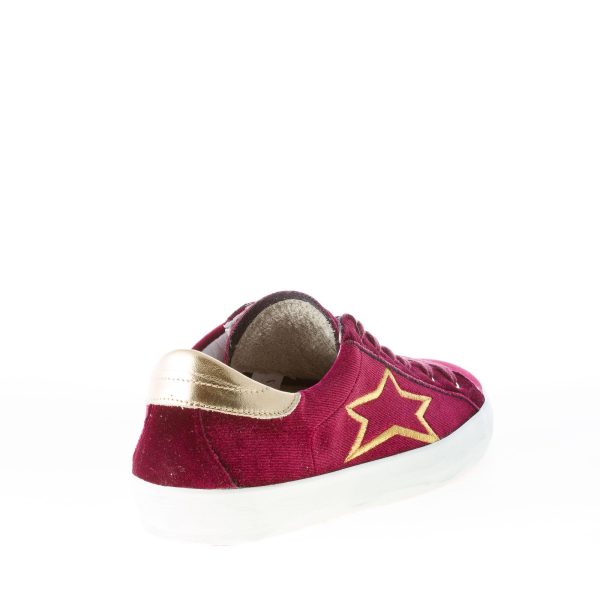 ISHIKAWA donna sneaker Low in velluto BORDEAUX più oro - immagine 3