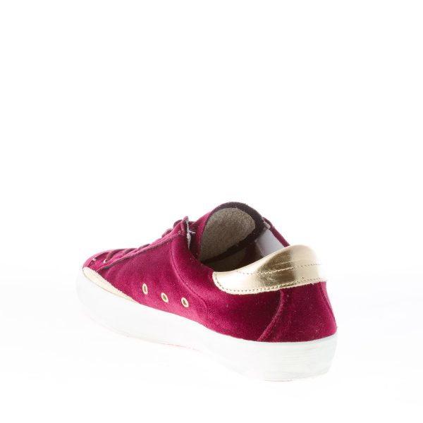 ISHIKAWA donna sneaker Low in velluto BORDEAUX più oro - immagine 4