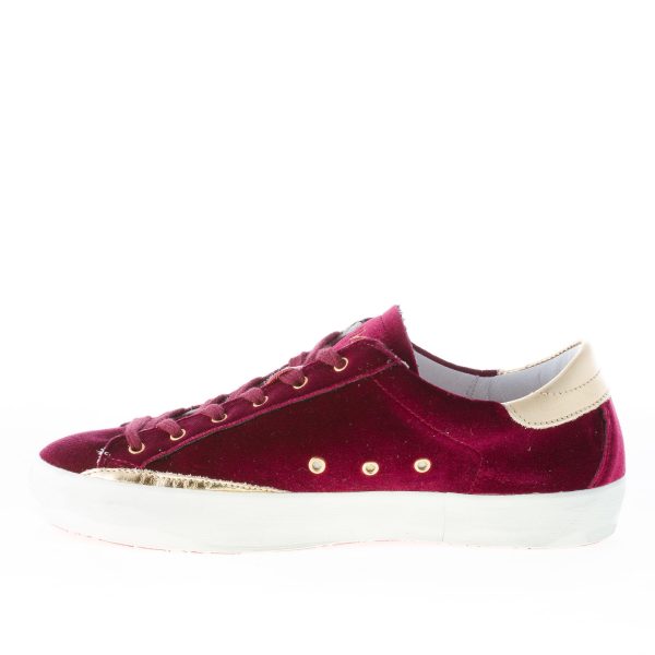 ISHIKAWA donna sneaker Low in velluto BORDEAUX più oro - immagine 5