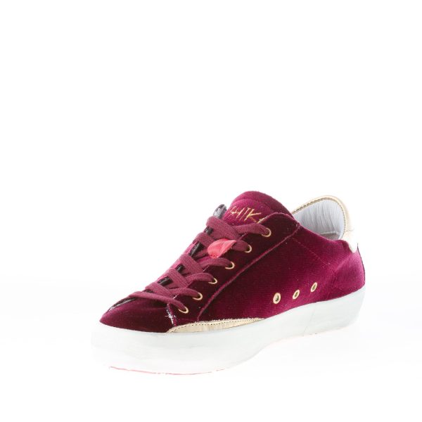 ISHIKAWA donna sneaker Low in velluto BORDEAUX più oro - immagine 6