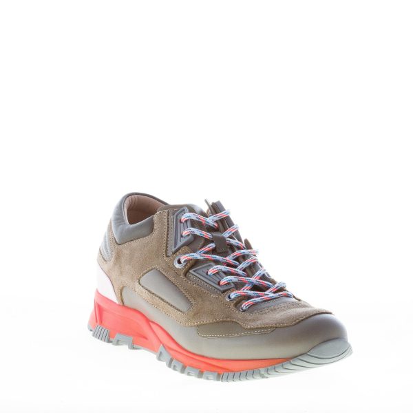 LANVIN uomo Cross-Trainer in pelle e camoscio KAKI con suola sport - immagine 2