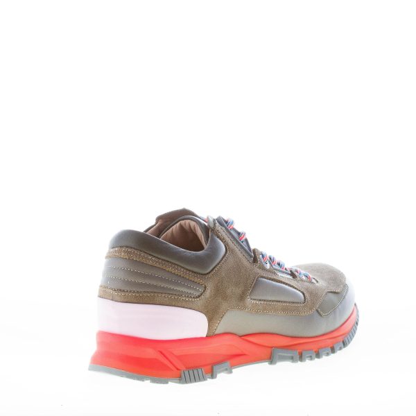 LANVIN uomo Cross-Trainer in pelle e camoscio KAKI con suola sport - immagine 3