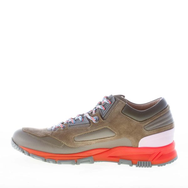 LANVIN uomo Cross-Trainer in pelle e camoscio KAKI con suola sport - immagine 5