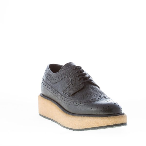 PALOMA BARCELO' donna scarpa stringata Florida in pelle di cervo NERO. Zeppa 4,5 cm - immagine 2