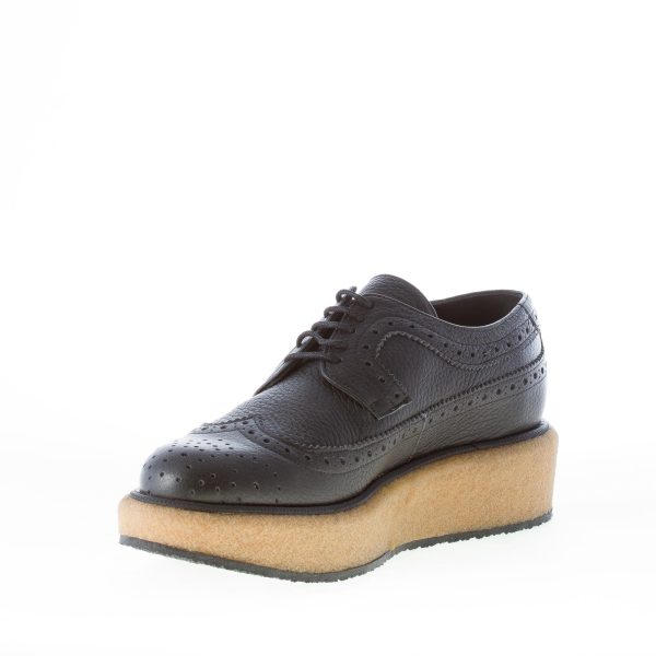 PALOMA BARCELO' donna scarpa stringata Florida in pelle di cervo NERO. Zeppa 4,5 cm - immagine 6