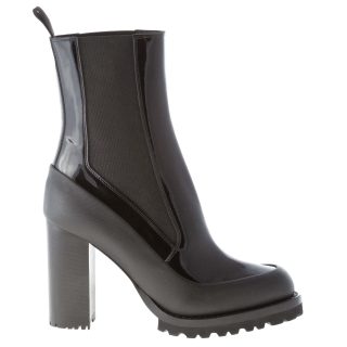 PREMIATA donna stivaletto elasticizzato Giungla in vernice NERO. Tacco 9,5 cm