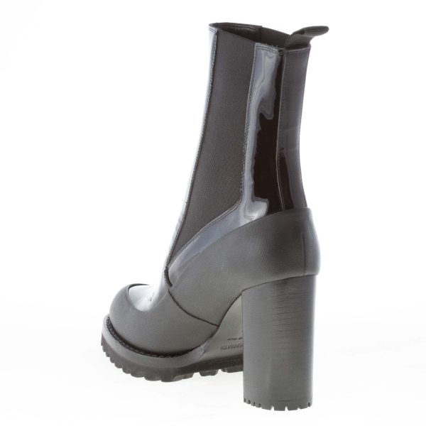 PREMIATA donna stivaletto elasticizzato Giungla in vernice NERO. Tacco 9,5 cm - immagine 4