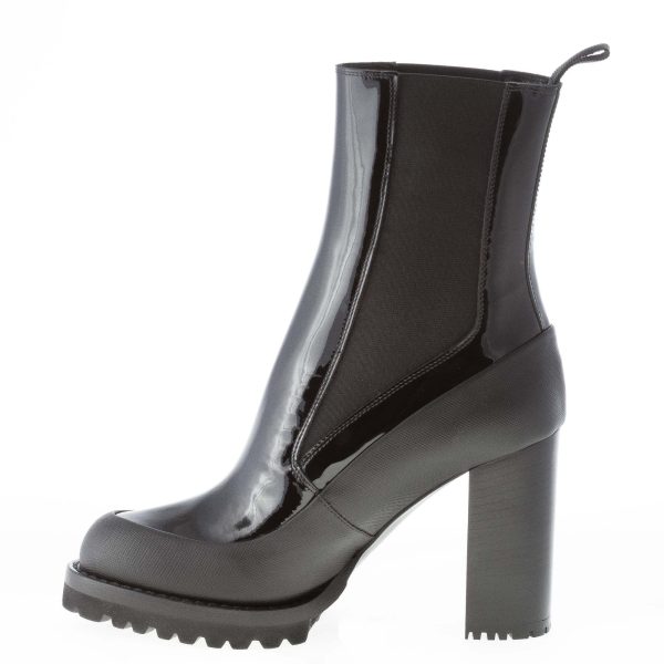 PREMIATA donna stivaletto elasticizzato Giungla in vernice NERO. Tacco 9,5 cm - immagine 5