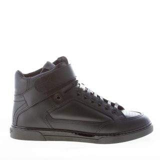 SAINT LAURENT uomo sneaker alta in pelle NERO con strappo alla caviglia