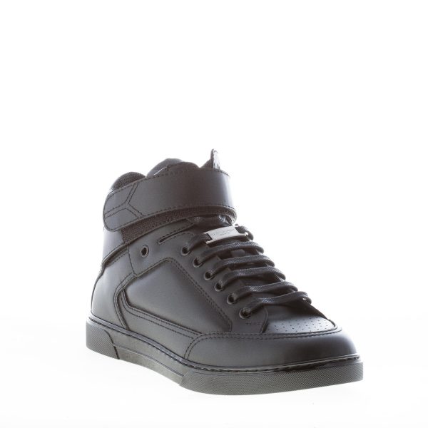 SAINT LAURENT uomo sneaker alta in pelle NERO con strappo alla caviglia - immagine 2