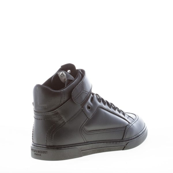 SAINT LAURENT uomo sneaker alta in pelle NERO con strappo alla caviglia - immagine 3