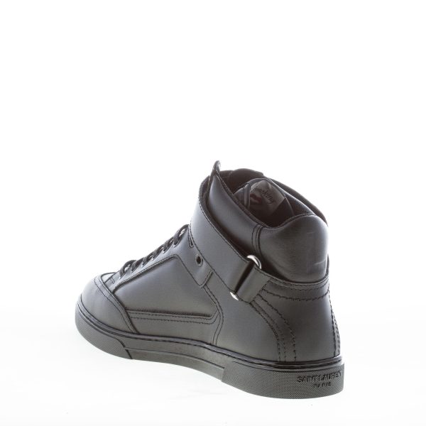 SAINT LAURENT uomo sneaker alta in pelle NERO con strappo alla caviglia - immagine 4