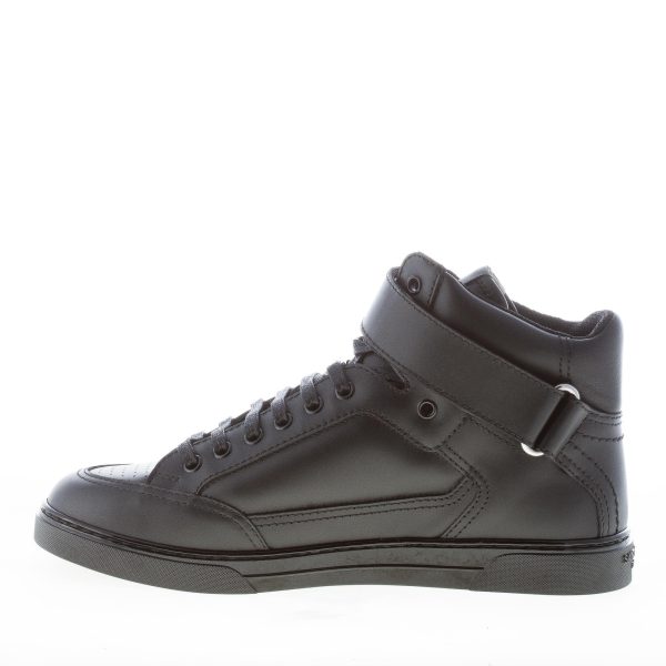 SAINT LAURENT uomo sneaker alta in pelle NERO con strappo alla caviglia - immagine 5