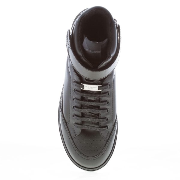 SAINT LAURENT uomo sneaker alta in pelle NERO con strappo alla caviglia - immagine 7
