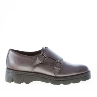 SANTONI donna scarpa con doppia fibbia in nappa perlata GRIGIO