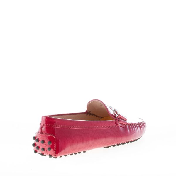 TOD'S donna mocassino gommini in pelle stampata ROSSO lucente con morsetto doppia T - immagine 3