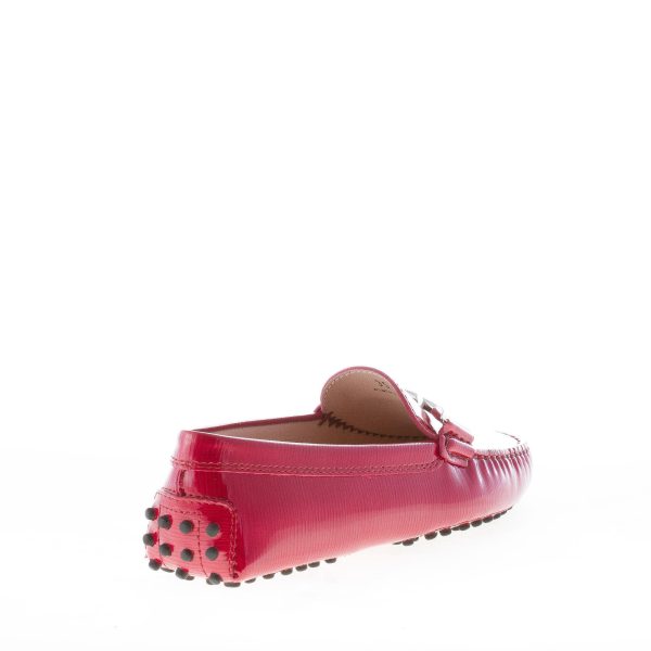 TOD'S donna mocassino gommini in pelle stampata ROSSO lucente con morsetto doppia T - immagine 4