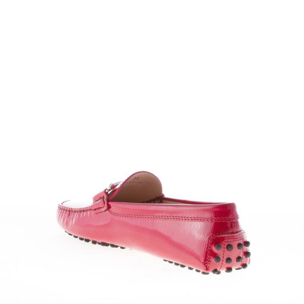 TOD'S donna mocassino gommini in pelle stampata ROSSO lucente con morsetto doppia T - immagine 5