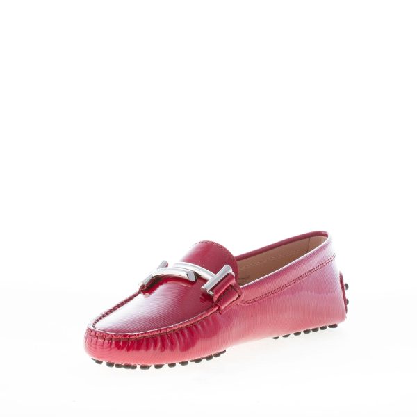 TOD'S donna mocassino gommini in pelle stampata ROSSO lucente con morsetto doppia T - immagine 7