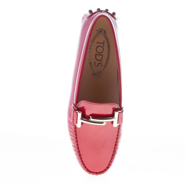 TOD'S donna mocassino gommini in pelle stampata ROSSO lucente con morsetto doppia T - immagine 8