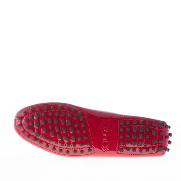 TOD'S donna mocassino gommini in pelle stampata ROSSO lucente con morsetto doppia T - immagine 9