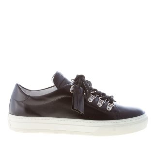 TOD'S donna sneaker in pelle NERO con frange e nappine fermalacci