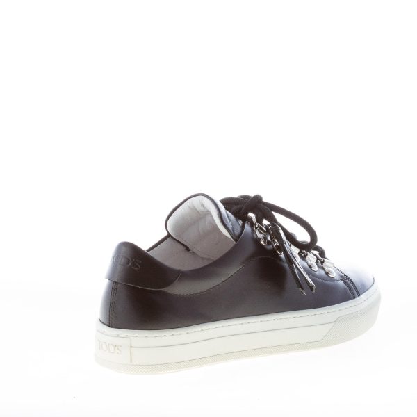 TOD'S donna sneaker in pelle NERO con frange e nappine fermalacci - immagine 3