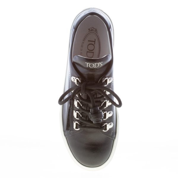 TOD'S donna sneaker in pelle NERO con frange e nappine fermalacci - immagine 7