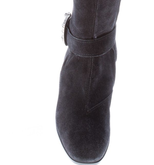 GUCCI donna stivale Dioniso sopra il ginocchio in camoscio NERO con fibbia testa di tigre. Tacco 2,5 cm - immagine 5