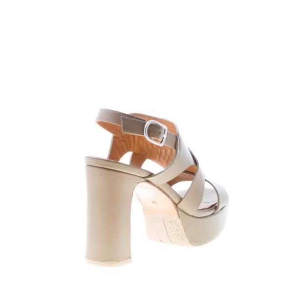 AUDLEY donna sandalo in pelle FANGO con plateau. Tacco 10 cm - immagine 3