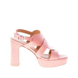 AUDLEY donna sandalo in pelle ROSA con plateau. Tacco 10 cm