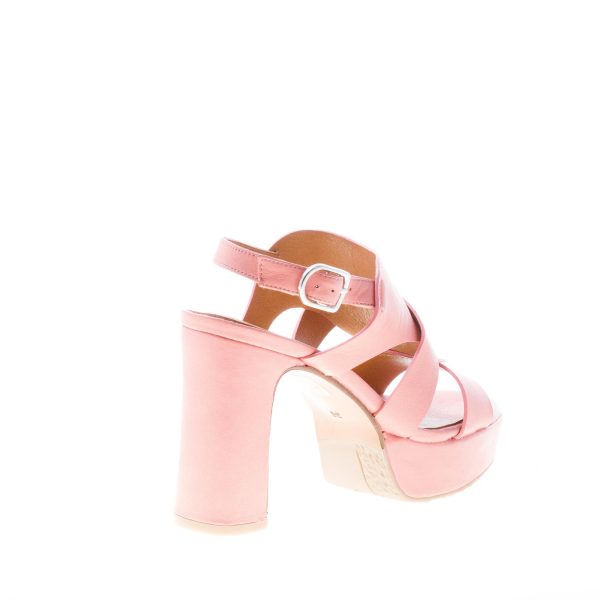 AUDLEY donna sandalo in pelle ROSA con plateau. Tacco 10 cm - immagine 3