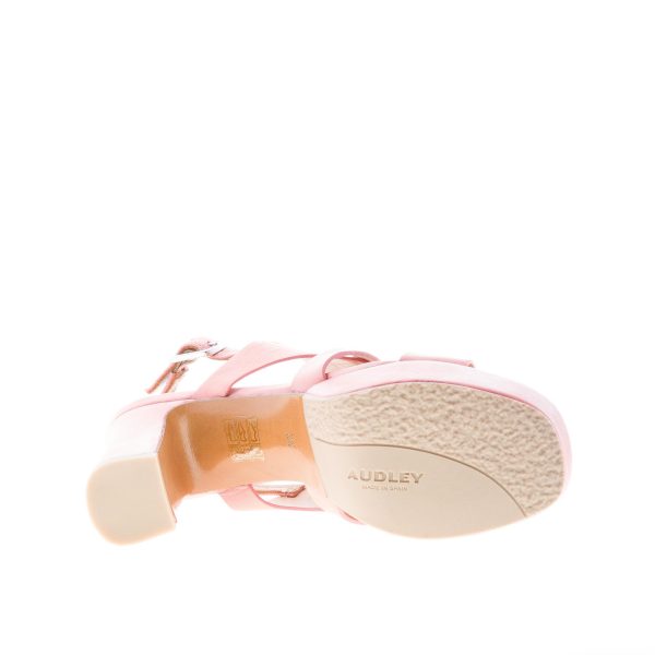 AUDLEY donna sandalo in pelle ROSA con plateau. Tacco 10 cm - immagine 8