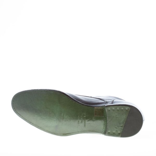 GREEN GEORGE uomo scarpa con doppia fibbia in pelle NERO a punta sfilata. Suola in cuoio - immagine 8