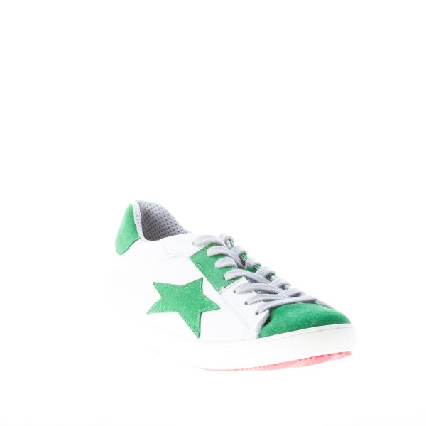 ISHIKAWA uomo sneaker bassa in pelle BIANCO più camoscio verde - immagine 2