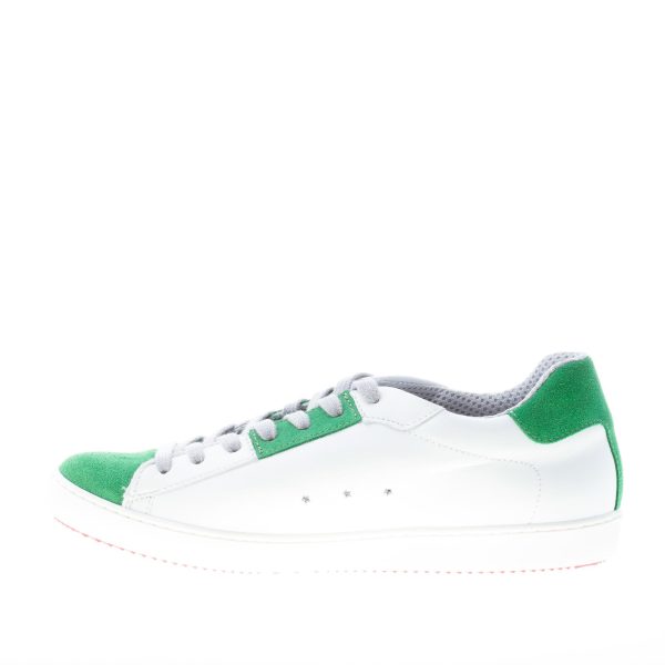 ISHIKAWA uomo sneaker bassa in pelle BIANCO più camoscio verde - immagine 5