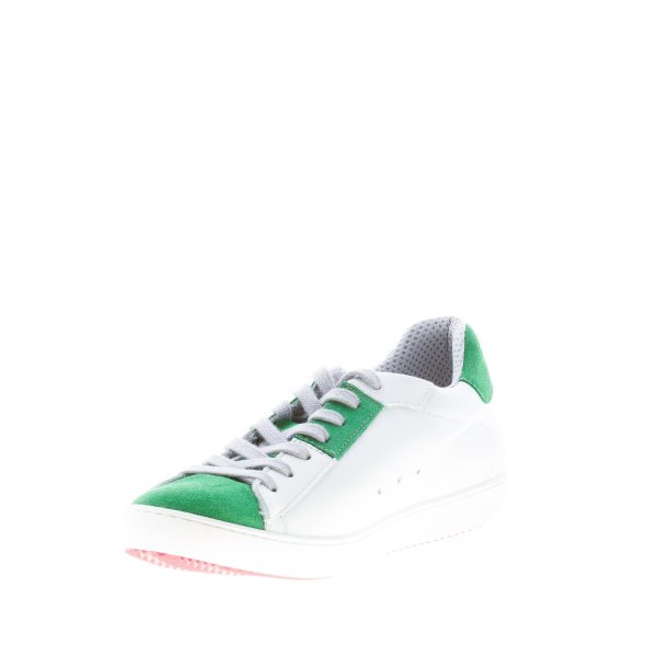 ISHIKAWA uomo sneaker bassa in pelle BIANCO più camoscio verde - immagine 6