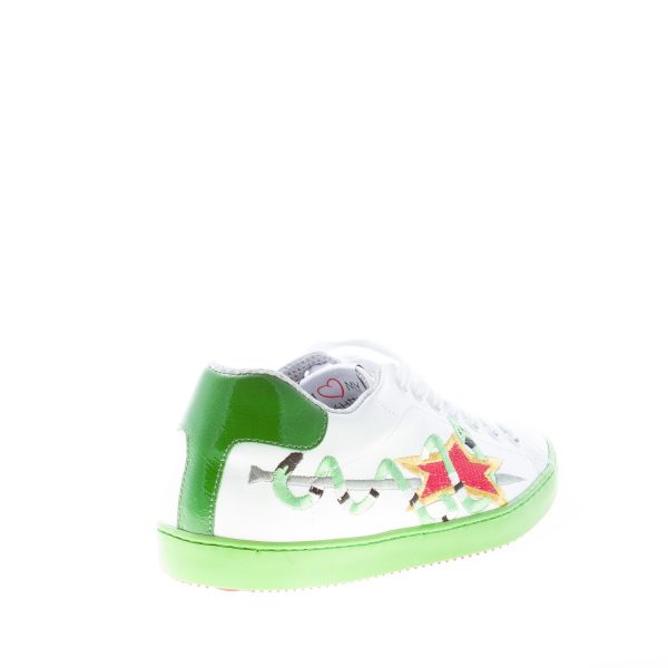 ISHIKAWA donna sneaker bassa in pelle BIANCO più verde con ricamo serpente - immagine 3