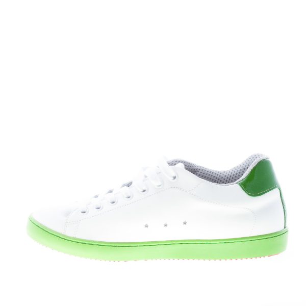 ISHIKAWA donna sneaker bassa in pelle BIANCO più verde con ricamo serpente - immagine 5