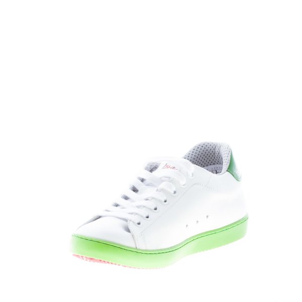ISHIKAWA donna sneaker bassa in pelle BIANCO più verde con ricamo serpente - immagine 6
