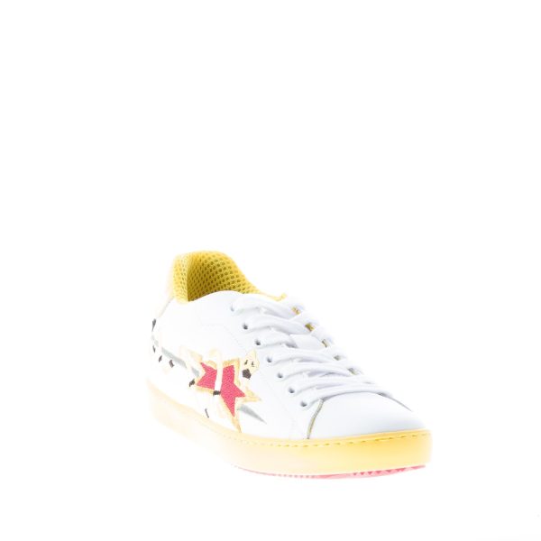 ISHIKAWA donna sneaker bassa in pelle BIANCO più giallo con ricamo serpente - immagine 2