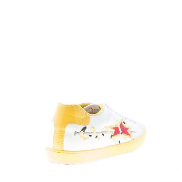 ISHIKAWA donna sneaker bassa in pelle BIANCO più giallo con ricamo serpente - immagine 3