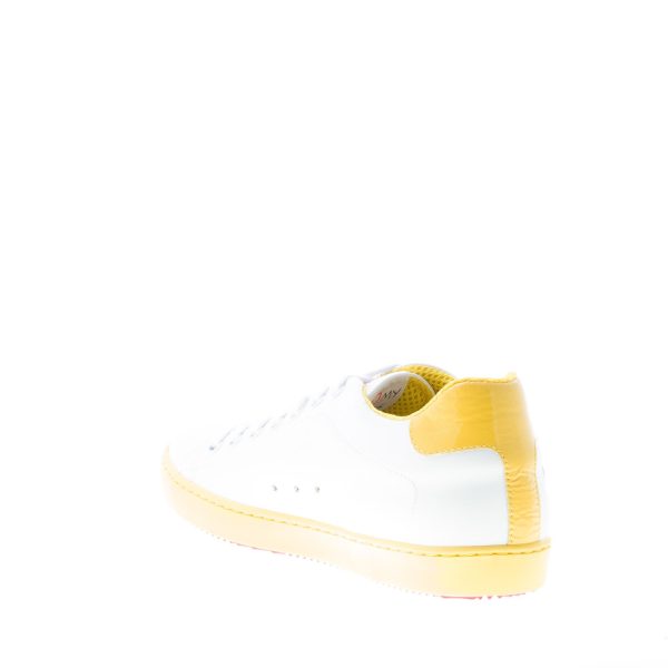 ISHIKAWA donna sneaker bassa in pelle BIANCO più giallo con ricamo serpente - immagine 4